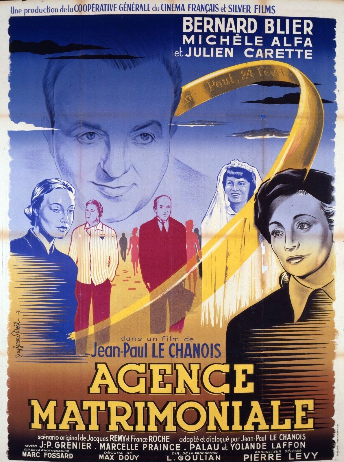 MARRIAGE AGENCY, BERNARD BLIER, 1959, REPRO MOVIE POSTER, VINTAGE, HQ