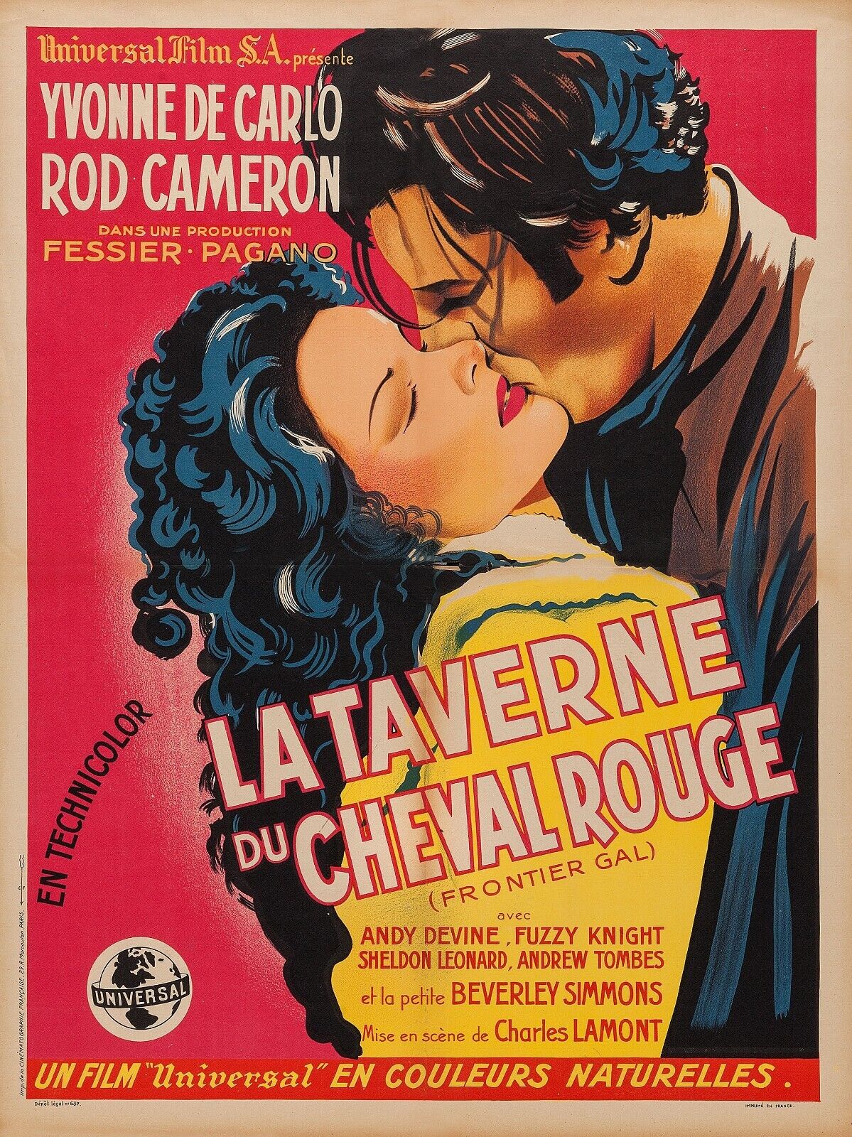 LA TAVERNE DU CHEVAL ROUGE, ROD CAMERON, 1945, REPRO AFFICHE CINEMA VINTAGE, HQ