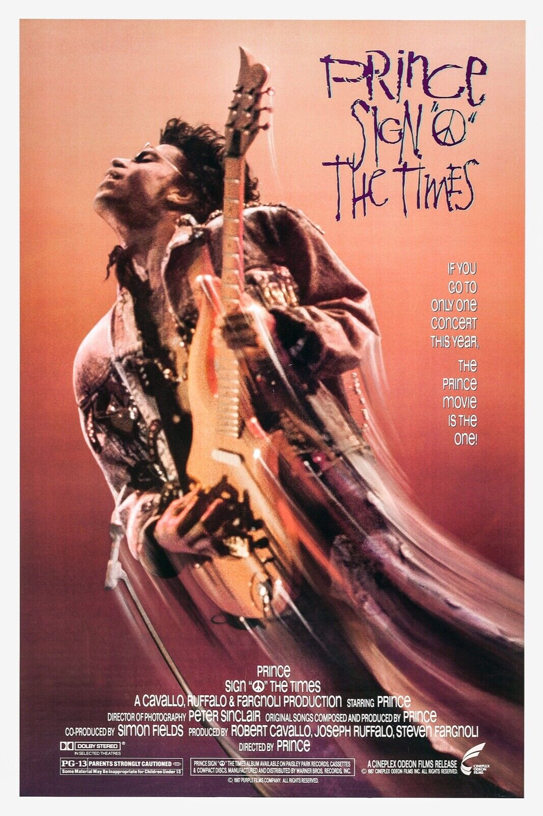 PRINCE – SIGN ‘O’ THE TIMES, 1987, REPRO AFFICHE MUSIQUE VINTAGE HQ