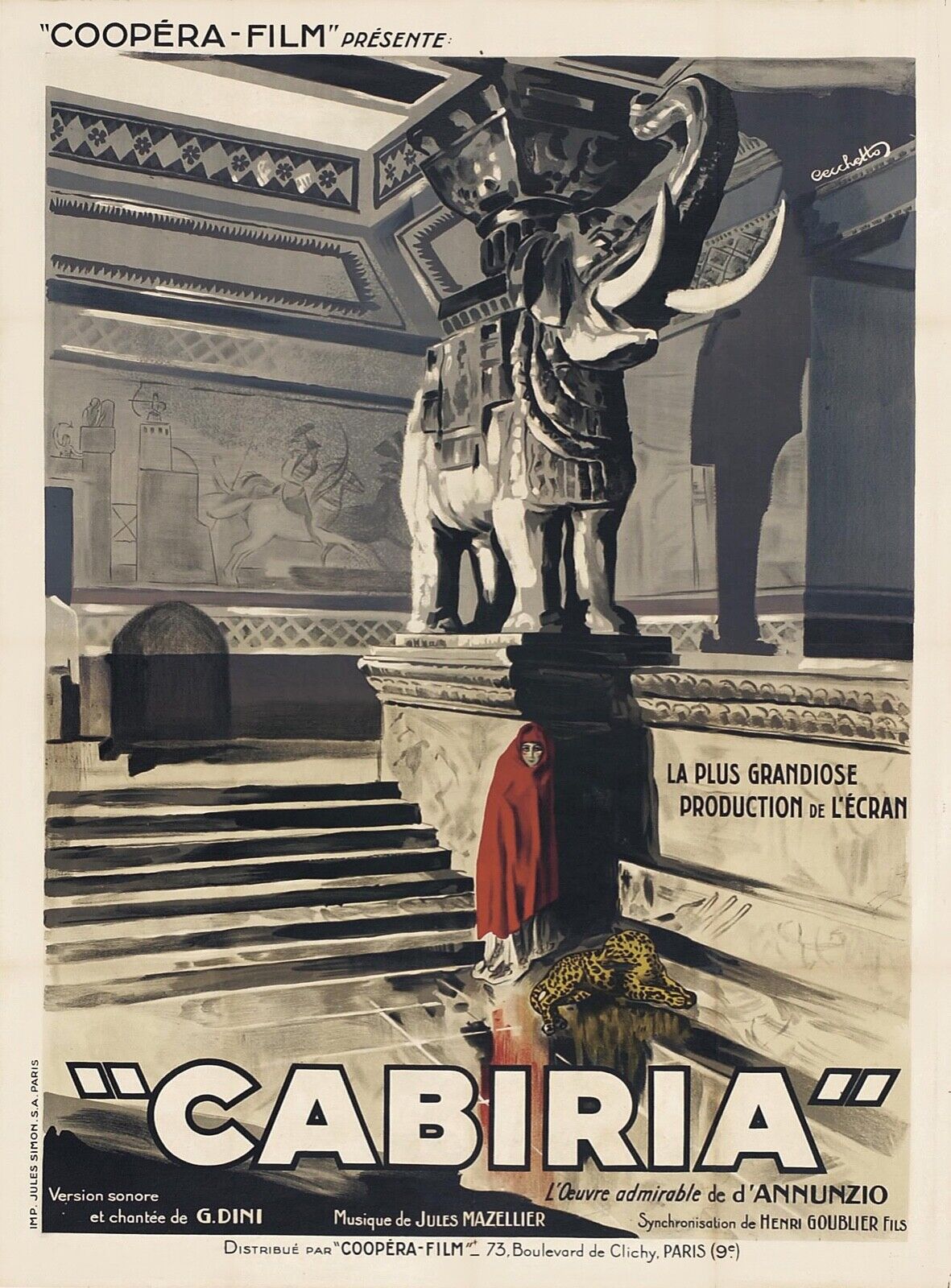 CABIRIA, GABRIELE D’ANNUNZIO, 1914, ÉLÉPHANT, REPRO MOVIE POSTER, VINTAGE, HQ