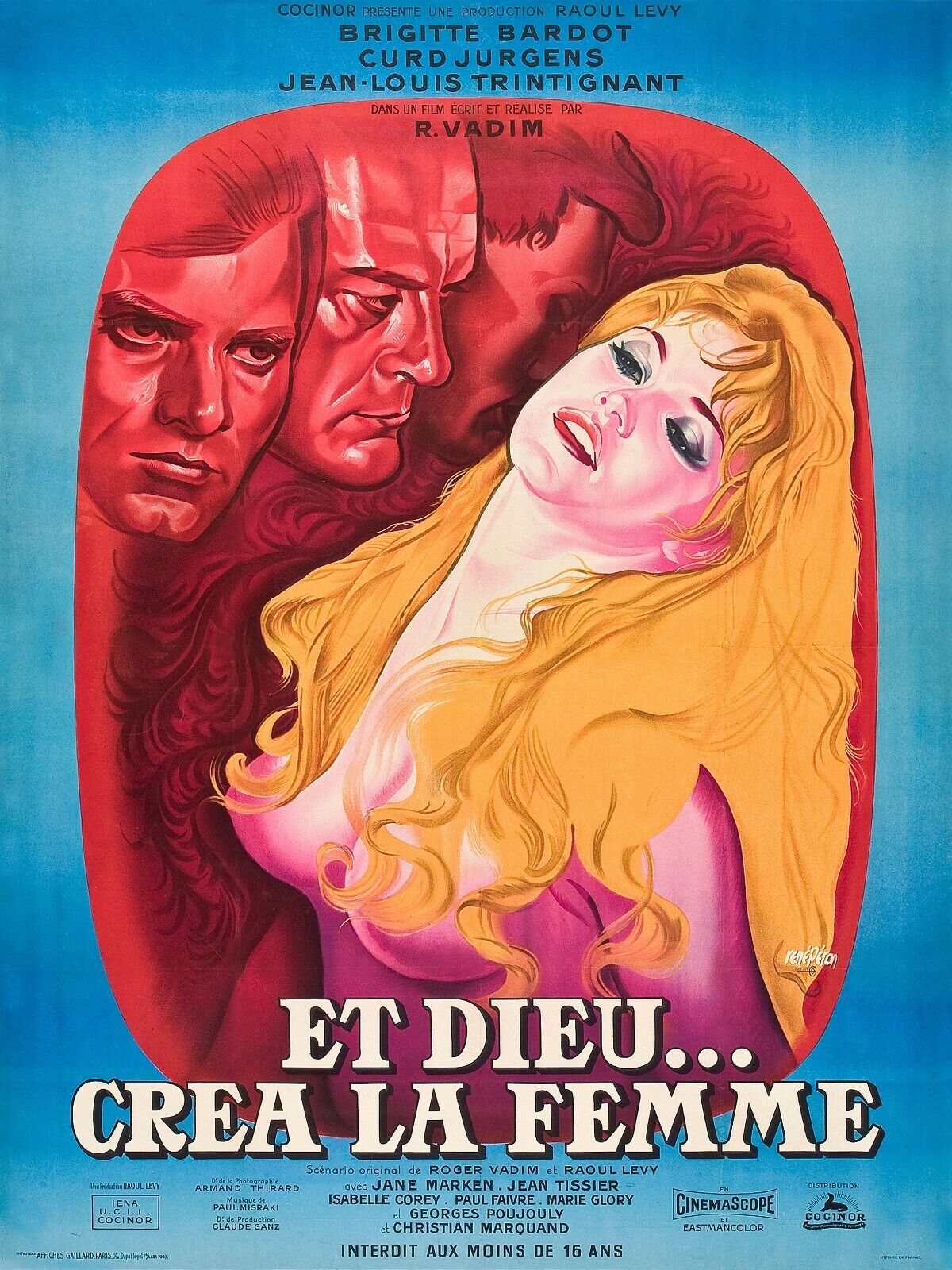 ET DIEU CRÉA LA FEMME, BRIGITTE BARDOT, 1956, REPRO MOVIE POSTER, VINTAGE, HQ