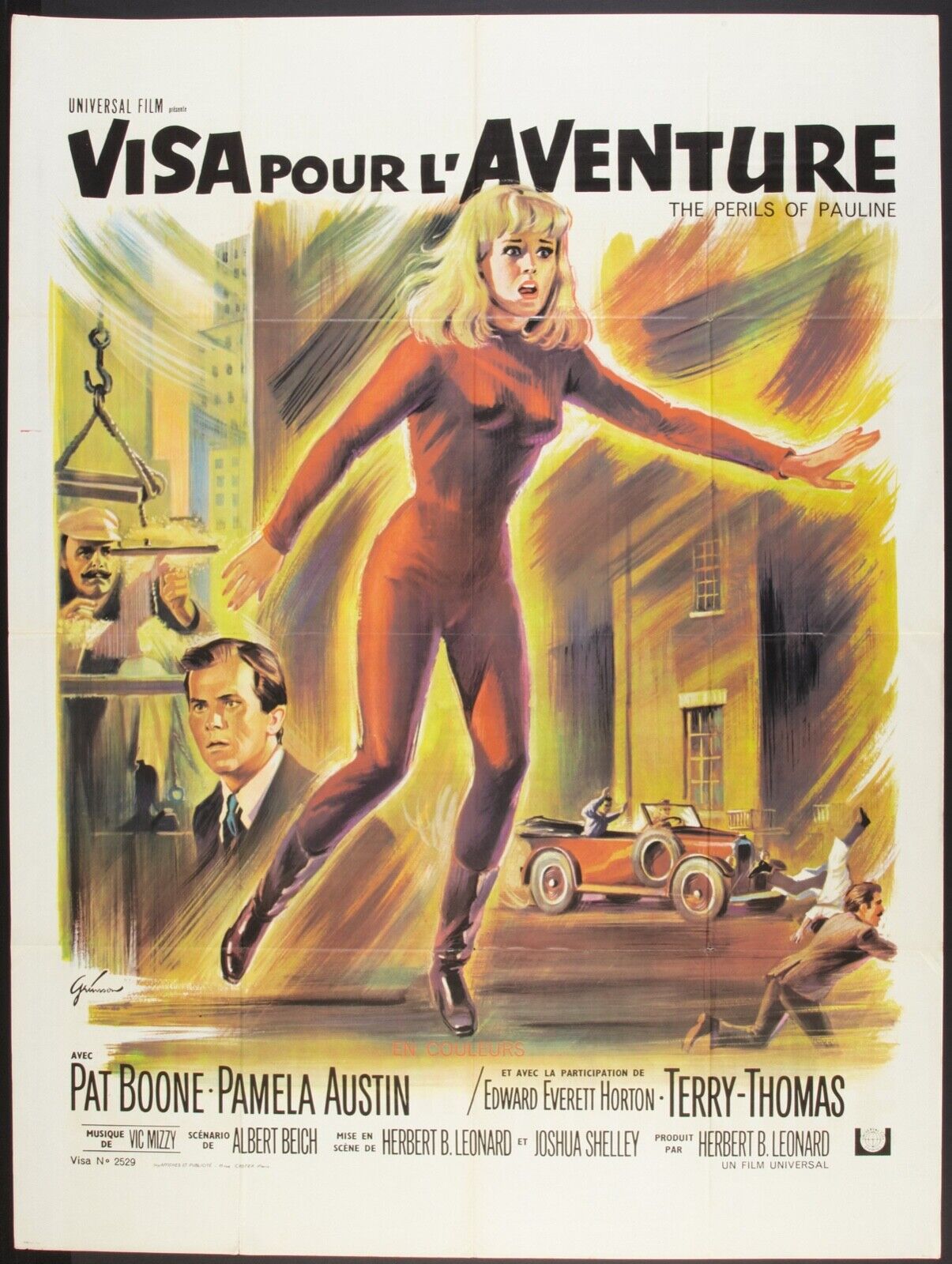 VISA POUR L'AVENTURE, PAT BOONE, PAMELA AUSTIN, 1967, REPRO AFFICHE CINEMA VINTAGE HQ