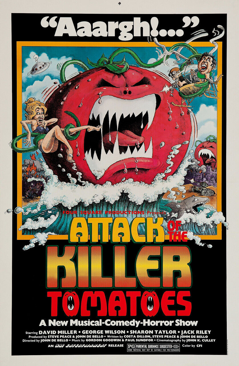 ATTACK OF THE KILLER TOMATOES, DAVID MILLER, 1978, REPRO AFFICHE CINÉMA VINTAGE, HQ