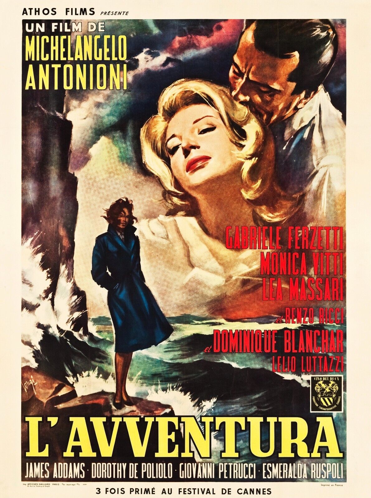 L'AVVENTURA DE MICHELANGELO ANTONIONI, REPRO AFFICHE CINEMA VINTAGE