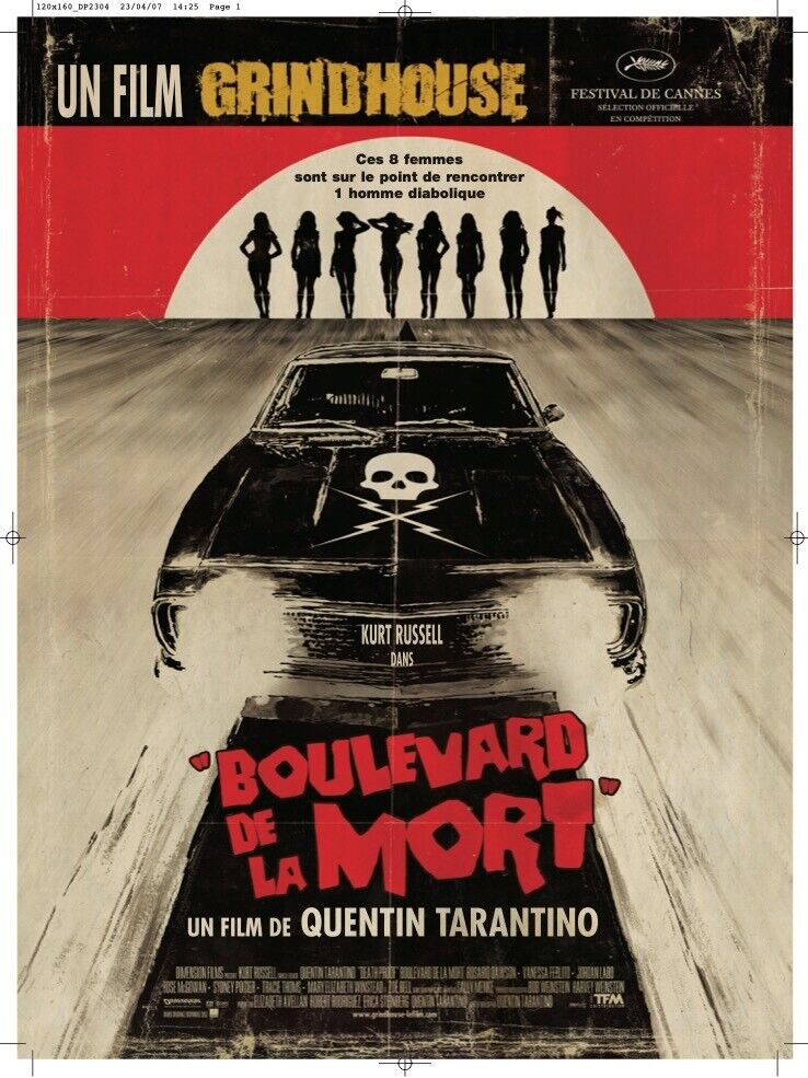 BOULEVARD DE LA MORT, QUENTIN TARANTINO, 2007, AFFICHE CINEMA VINTAGE HQ