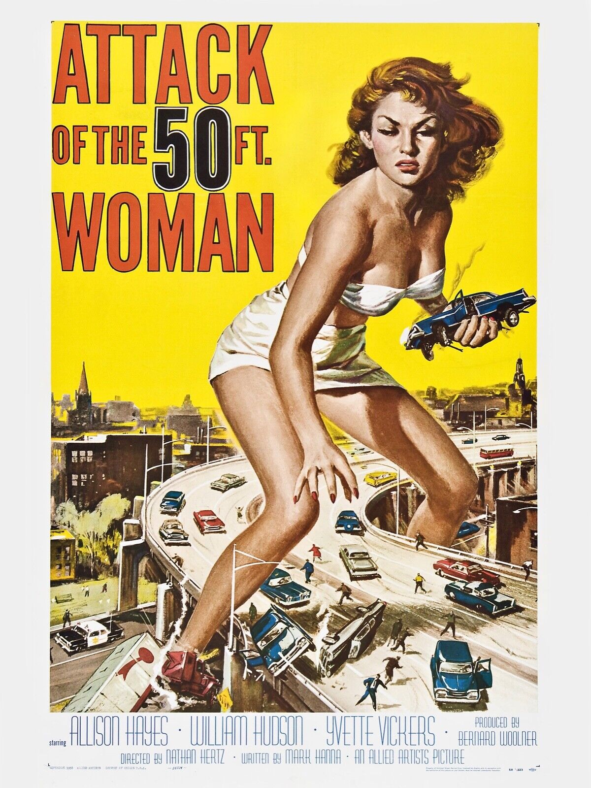 ATTACK OF THE 50 FT WOMAN, ALLISON HAYES, 1958, REPRO AFFICHE CINÉMA VINTAGE, HQ