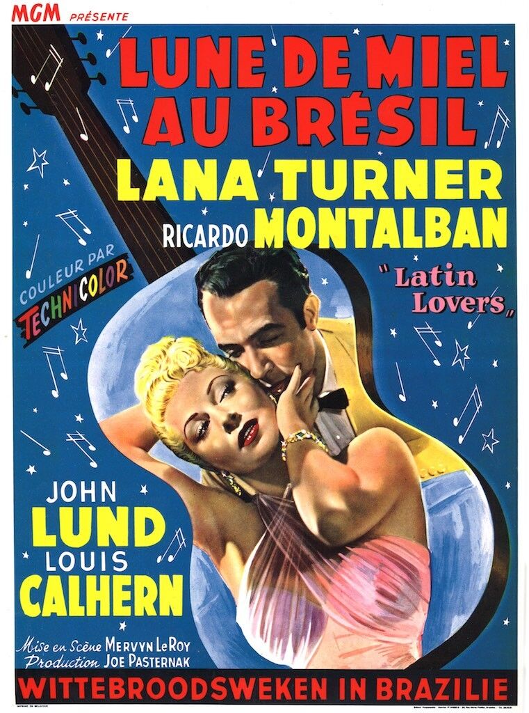 LUNE DE MIEL AU BRÉSIL, LANA TURNER, repro affiche de cinéma, VINTAGE, HQ