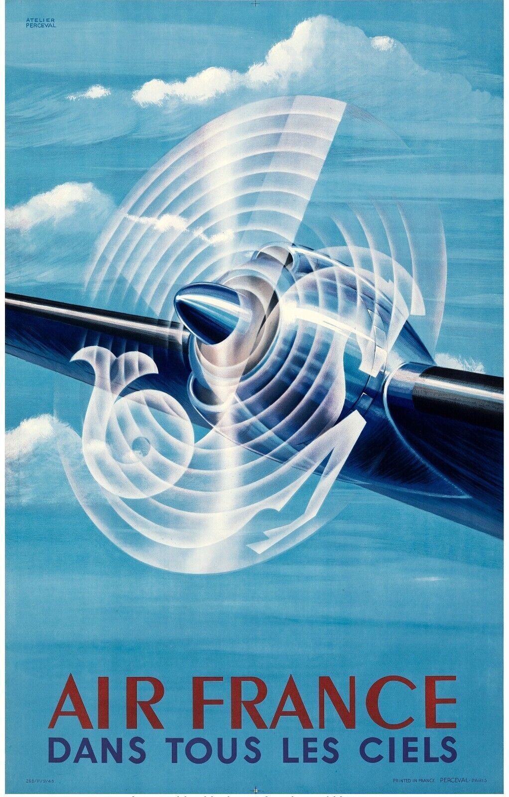 AIR FRANCE, IN ALL SKIES, REPRO ADVERTISING POSTER, VINTAGE, HQ