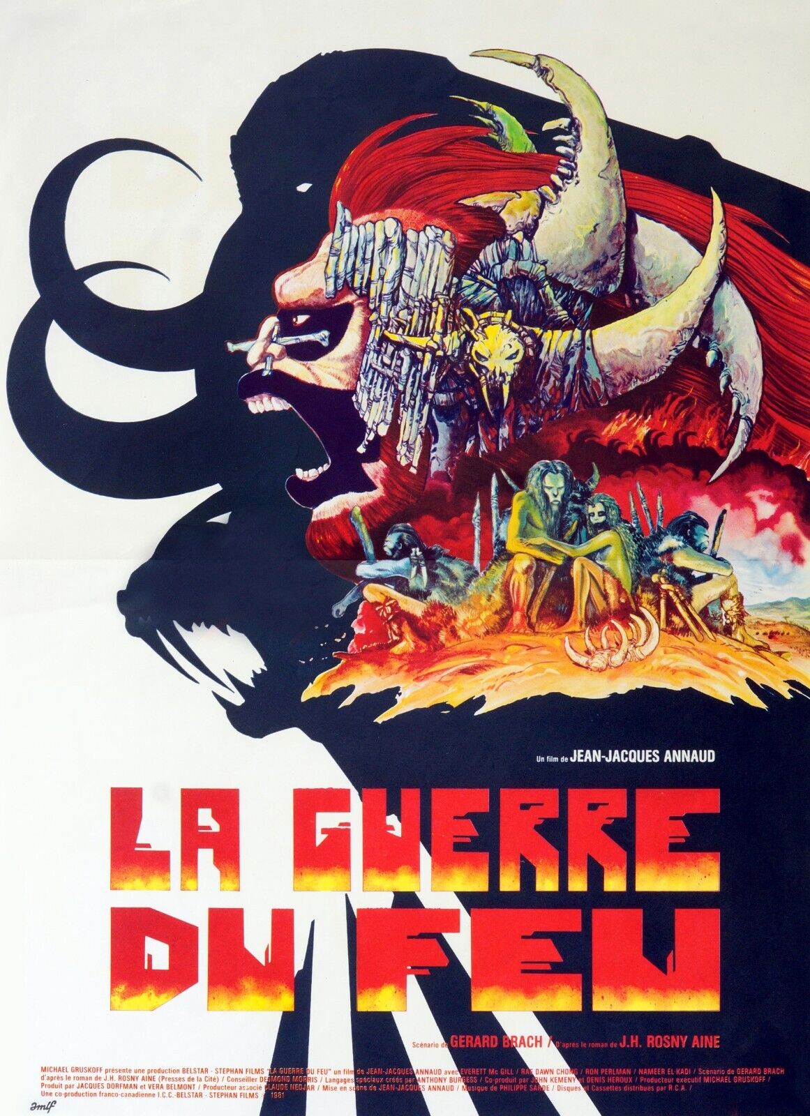 LA GUERRE DU FEU, JEAN-JACQUES ANNAUD, EVERETT McGILL, 1981, REPRO AFFICHE CINEMA VINTAGE, HQ