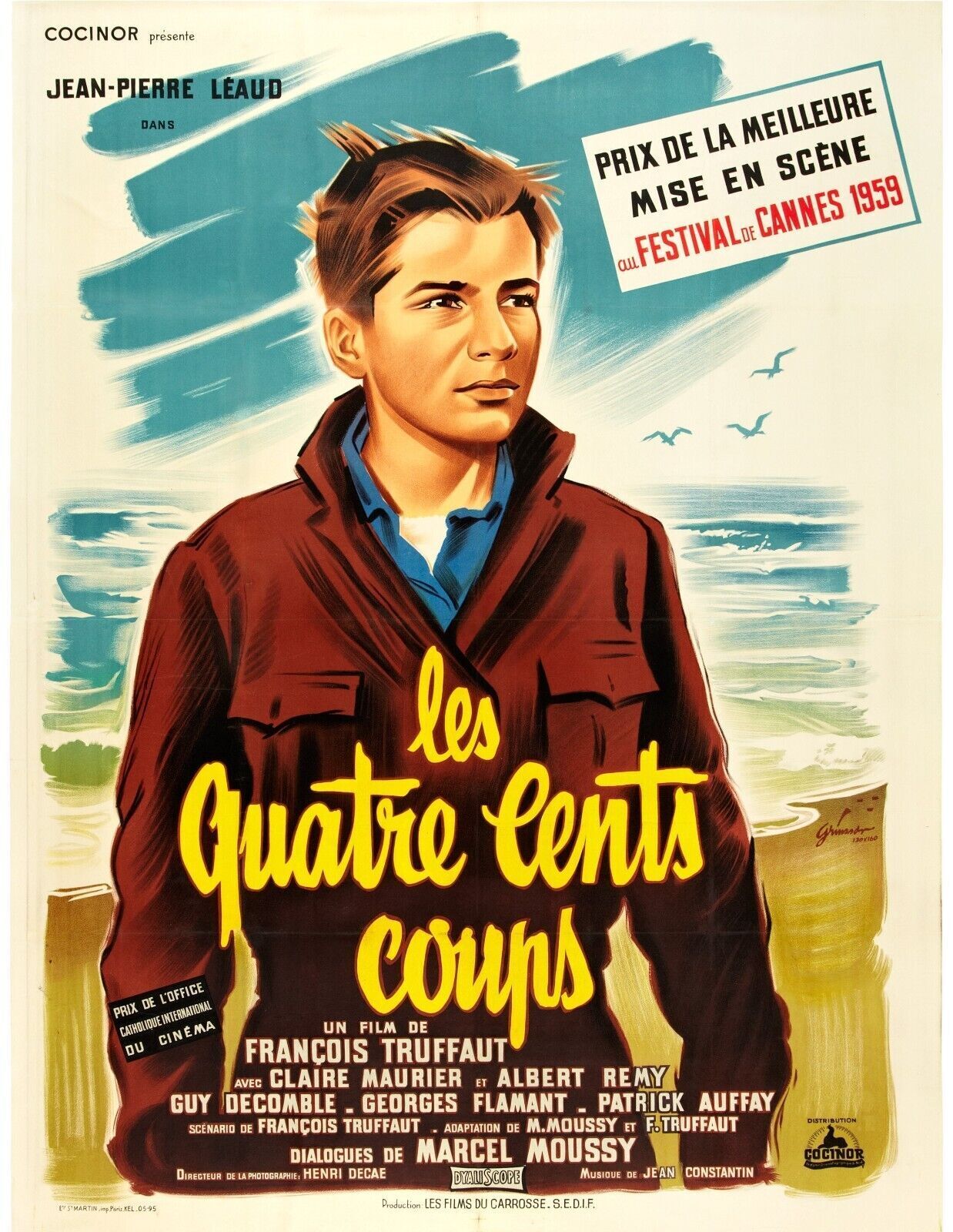 LES QUATRE CENTS COUPS, JEAN-PIERRE LÉAUD, 1959, repro affiche de cinema, VINTAGE, HQ