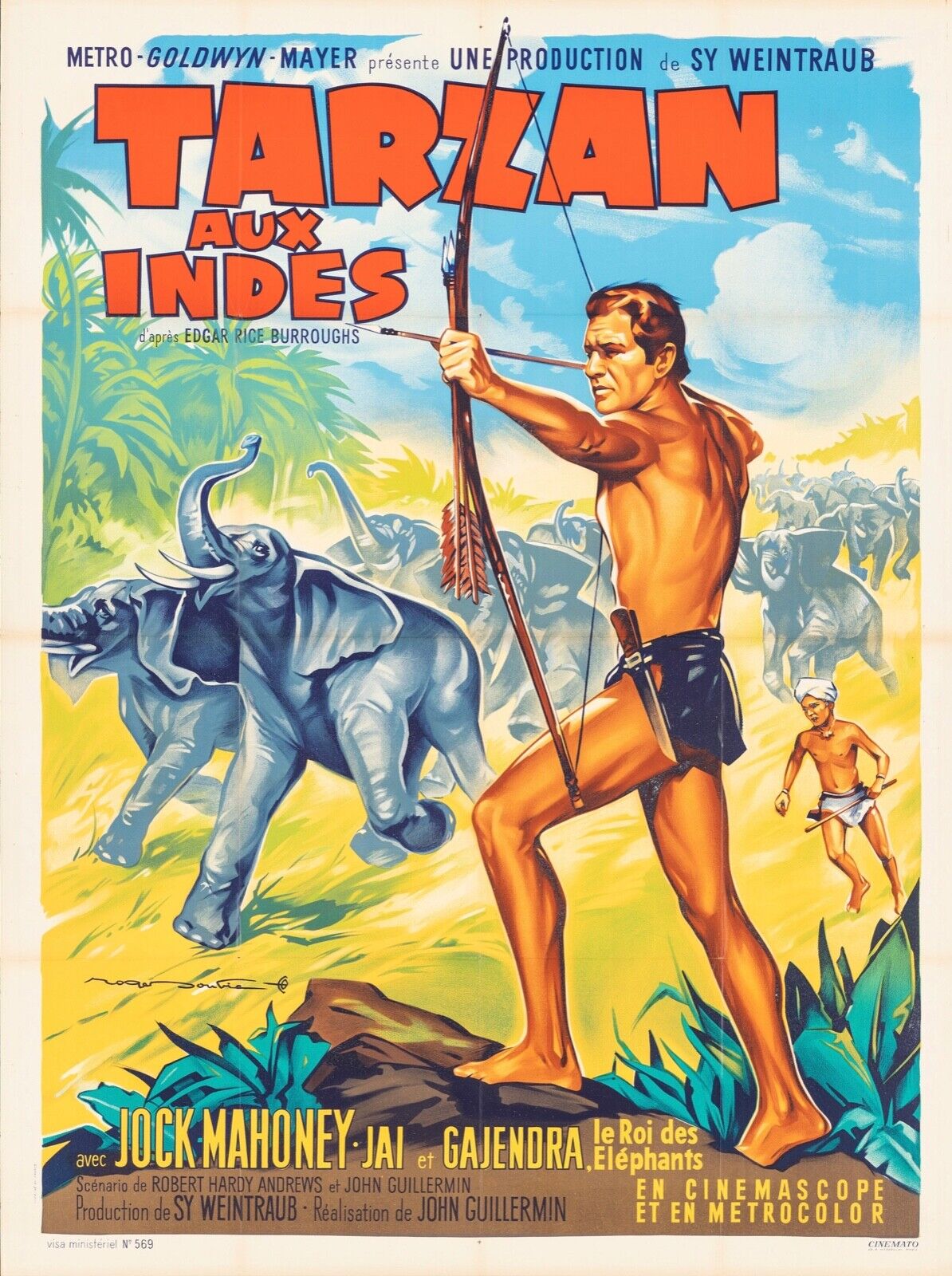 TARZAN AUX INDES, JOCK MAHONEY, REPRO AFFICHE CINEMA VINTAGE, HQ