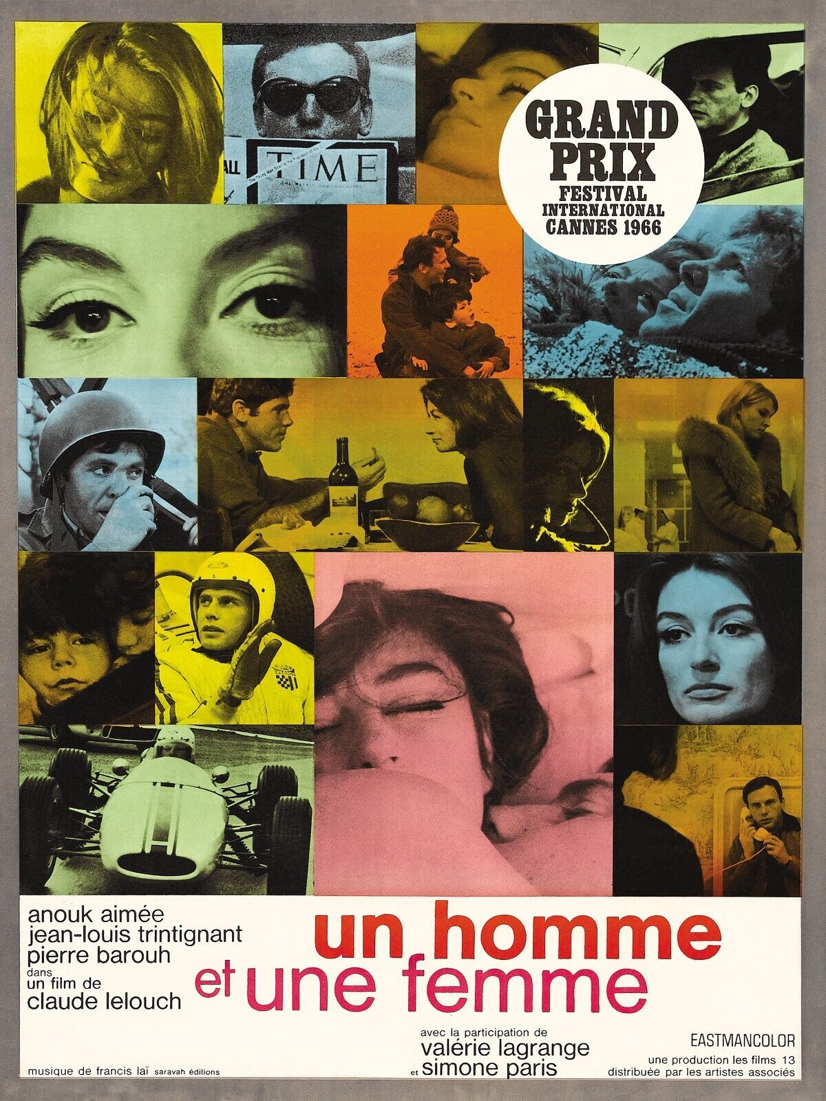 UN HOMME ET UNE FEMME, ANOUK AIMÉE, JEAN-LOUIS TRINTIGNANT, 1966, REPRO AFFICHE DE CINEMA VINTAGE, HQ