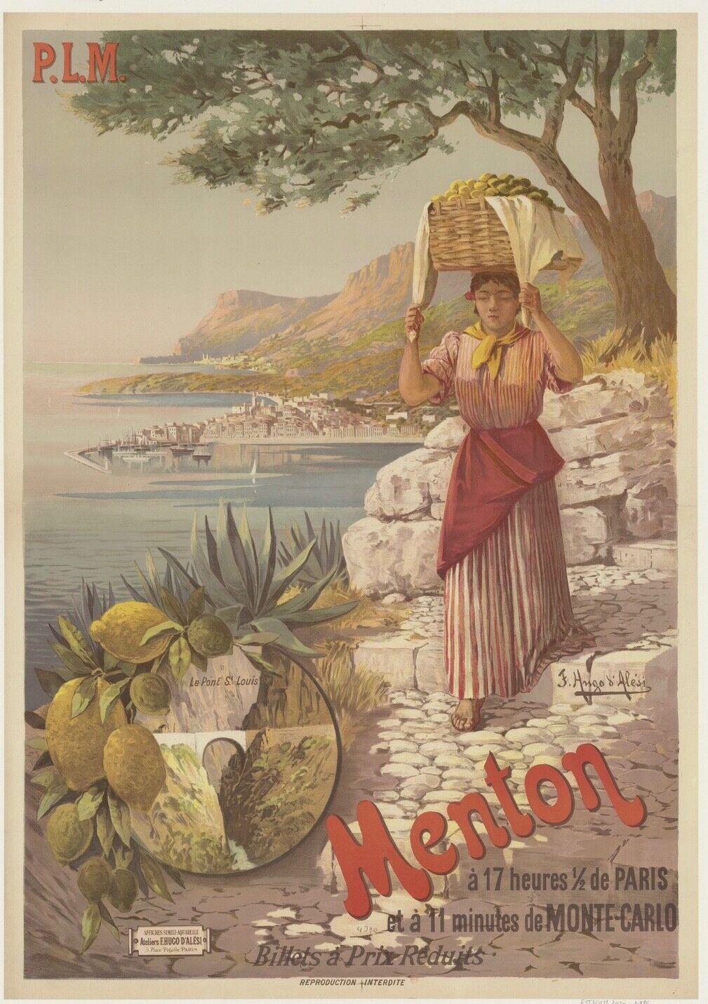 MENTON, FRANCE, REPRO AFFICHE VOYAGE TOURISME, VINTAGE,HQ