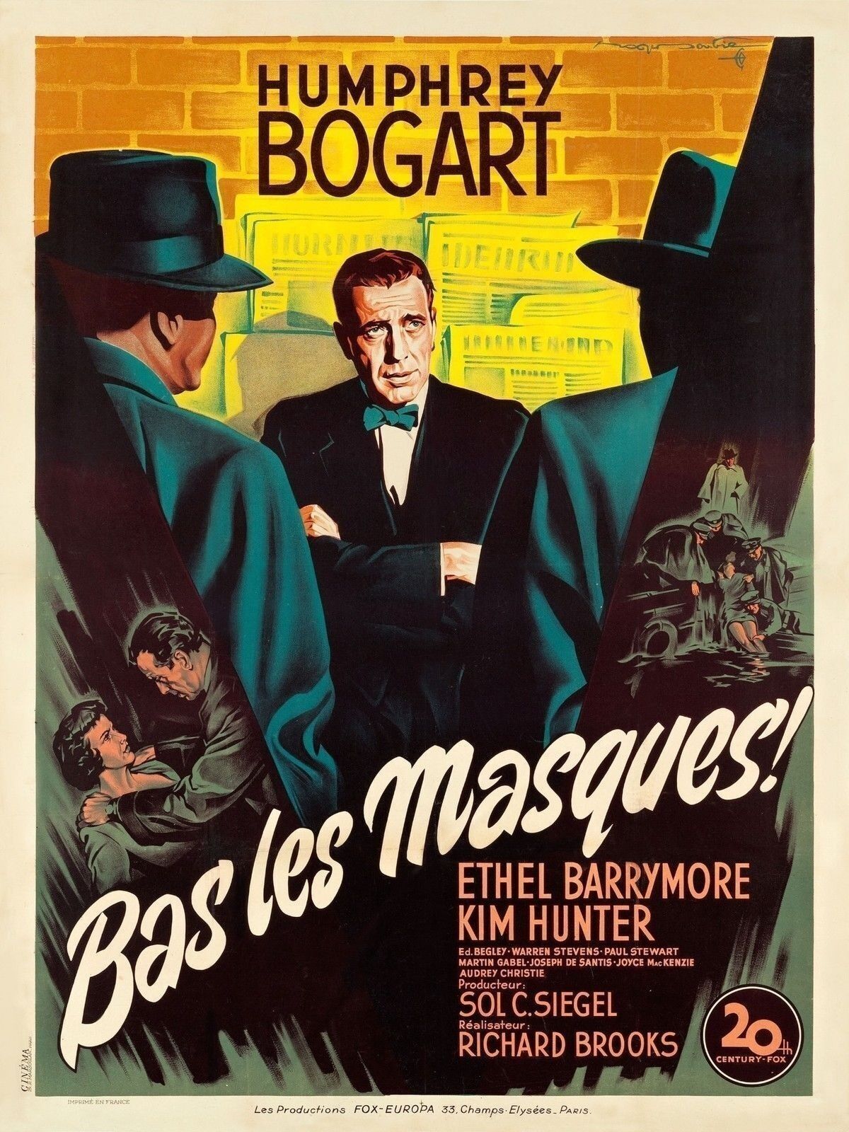 DROPPING THE MASKS!, HUMPHREY BOGART, 1952, REPRO MOVIE POSTER, VINTAGE, HQ
