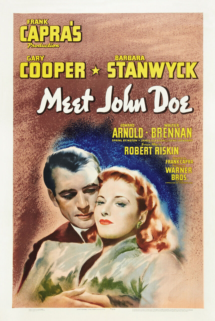 MEET JOHN DOE, GARY COOPER, 1941, REPRO VINTAGE CINEMA POSTER, HQ