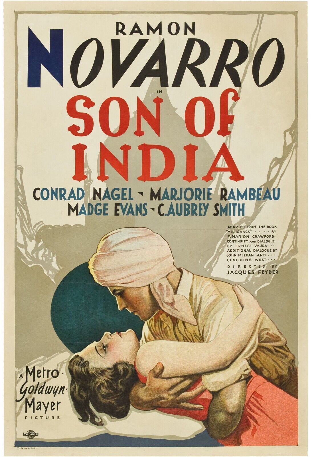 SON OF INDIA, CONRAD NAGEL, 1962 Repro affiche cinema