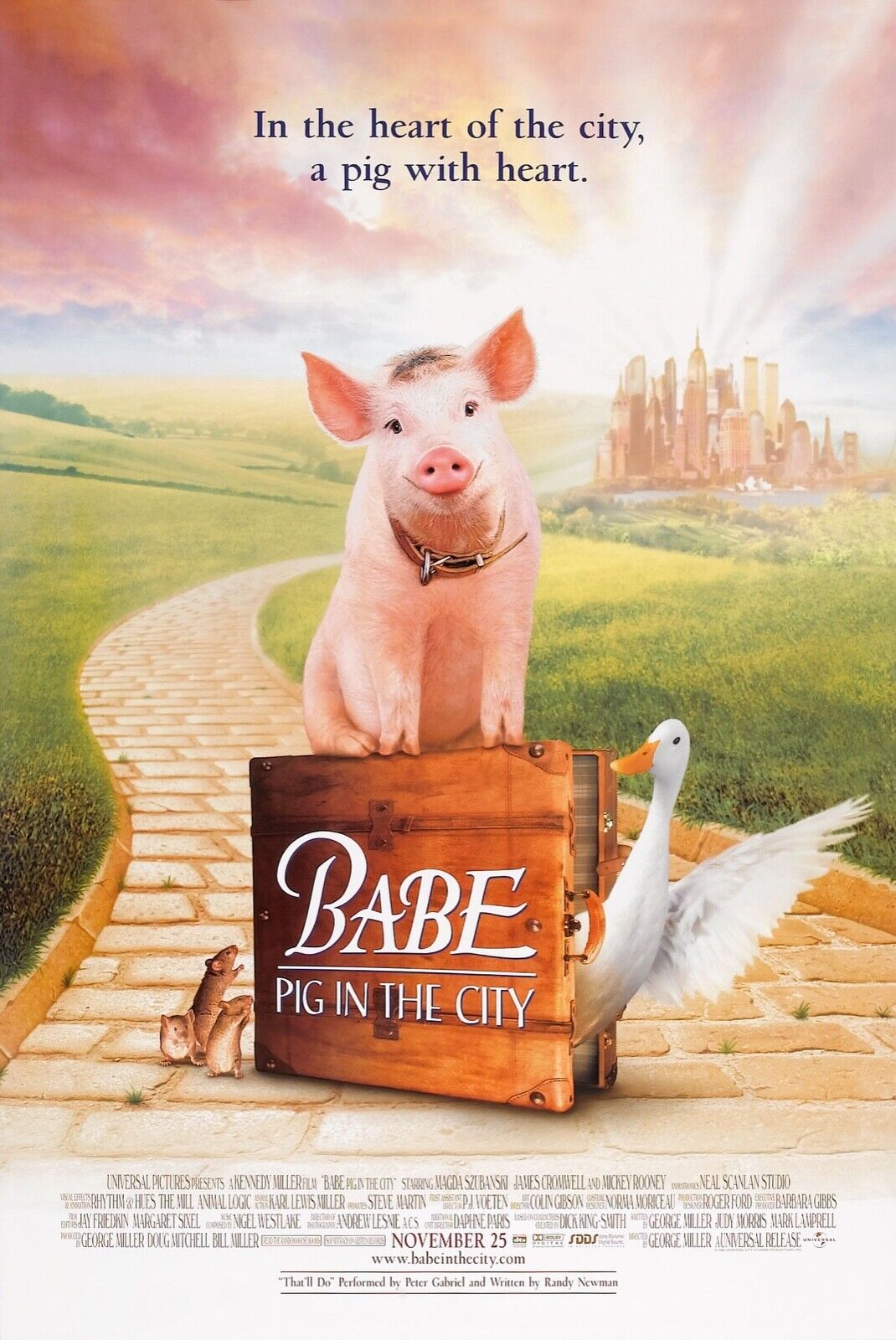 BABE: PIG IN THE CITY, MAGDA SZUBANSKI, 1998, REPRO MOVIE POSTER, VINTAGE, HQ