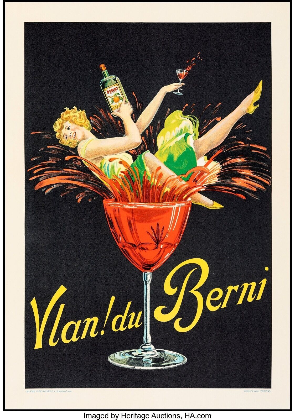 VLAN ! DU BERNI, BOISSON, ALCOOL, REPRO AFFICHE PUBLICITAIRE VINTAGE 50X70 HQ