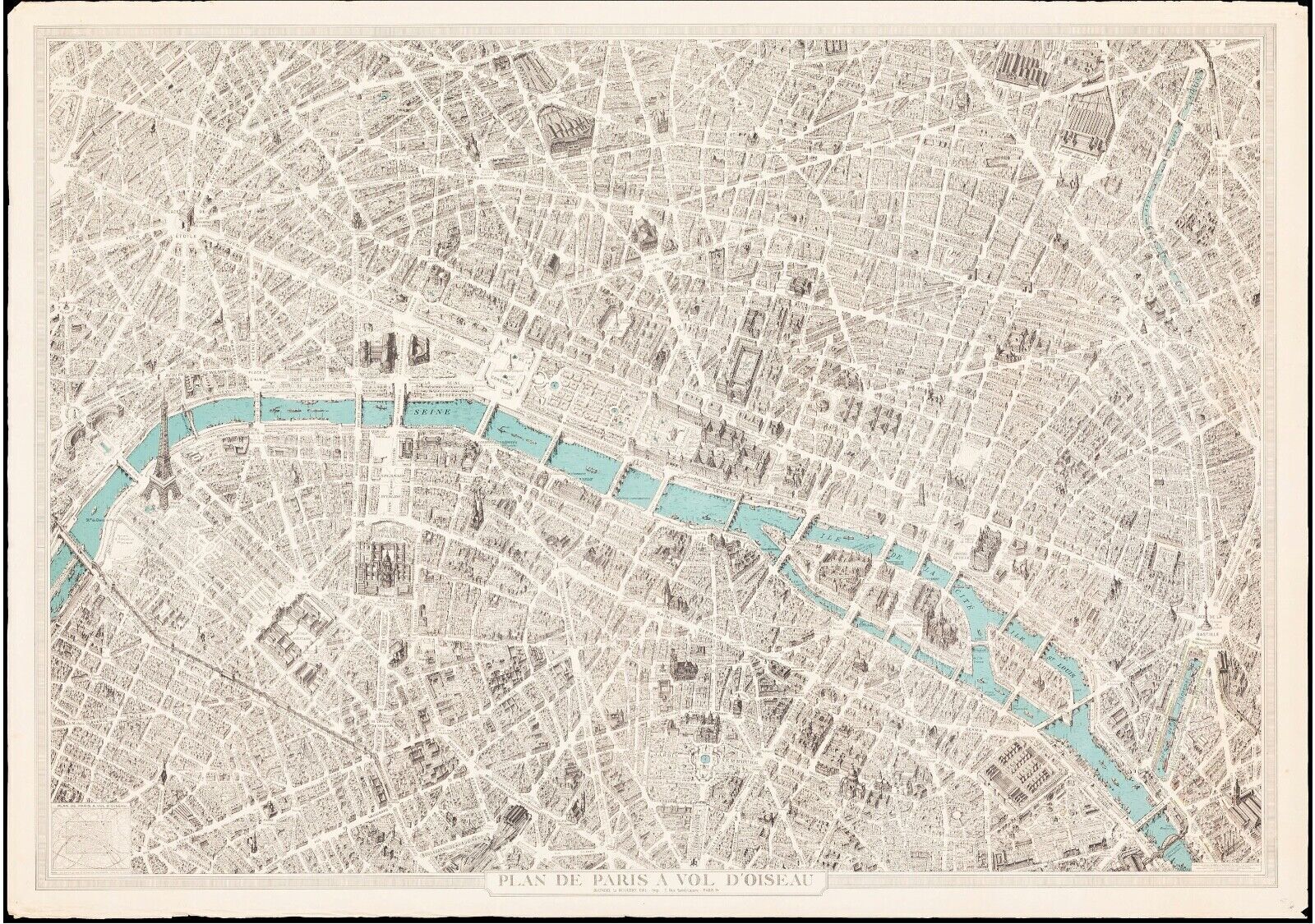 Carte de Paris – Reproduction d’affiche vintage « Travel Poster », VINTAGE, HQ