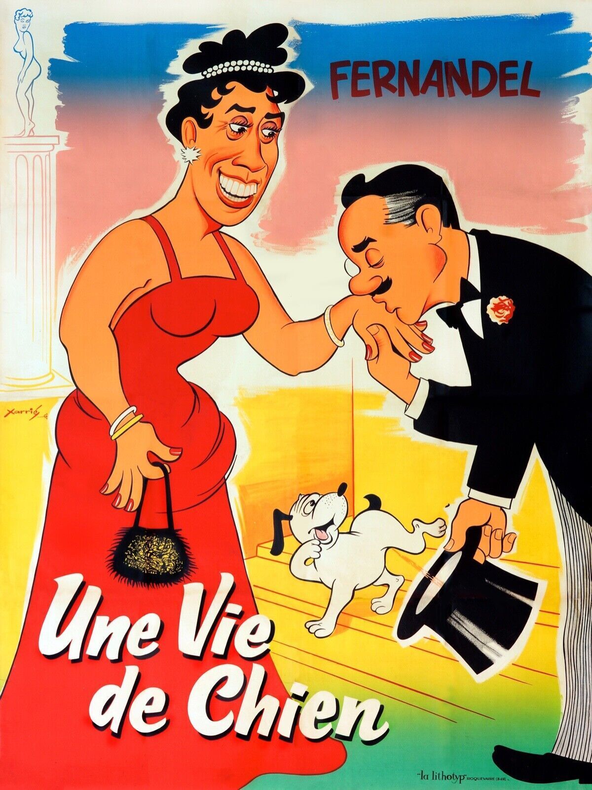 UNE VIE DE CHIEN (FERNANDEL), Repro affiche cinéma et toile HQ