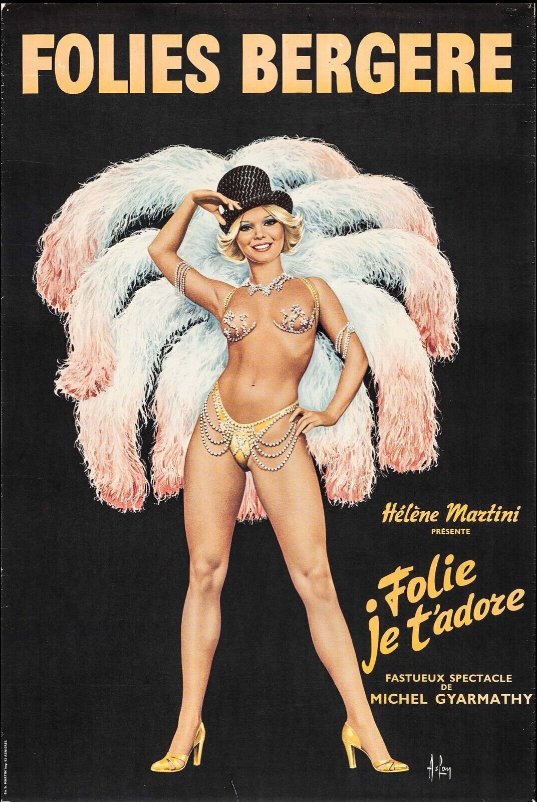 FOLIES BERGÈRE PARIS, 1930s, REPRO ADVERTISING POSTER, VINTAGE, HQ
