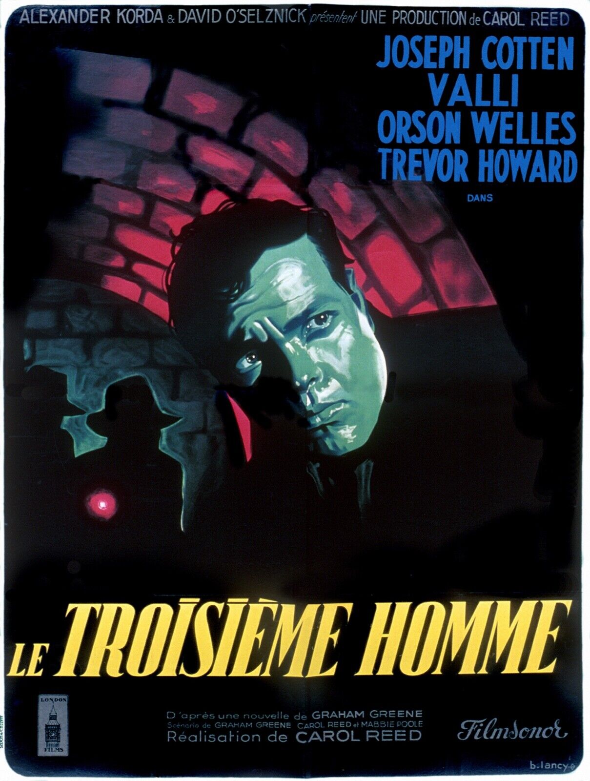 LE TROISIÈME HOMME, JOSEPH COTTEN, 1949, Repro affiche cinéma, VINTAGE,HQ