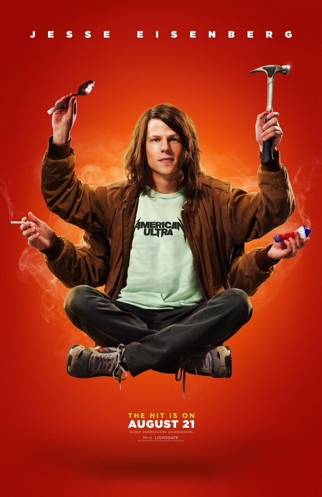 AMERICAN ULTRA, JESSE EISENBERG, 2015, REPRO MOVIE POSTER, VINTAGE, HQ