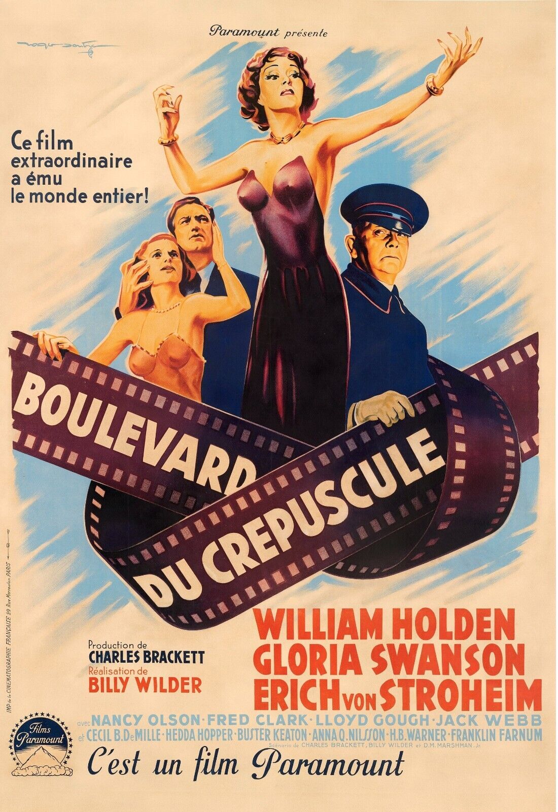 BOULEVARD DU CRÉPUSCULE, GLORIA SWANSON, 1950, REPRO MOVIE POSTER, VINTAGE, HQ