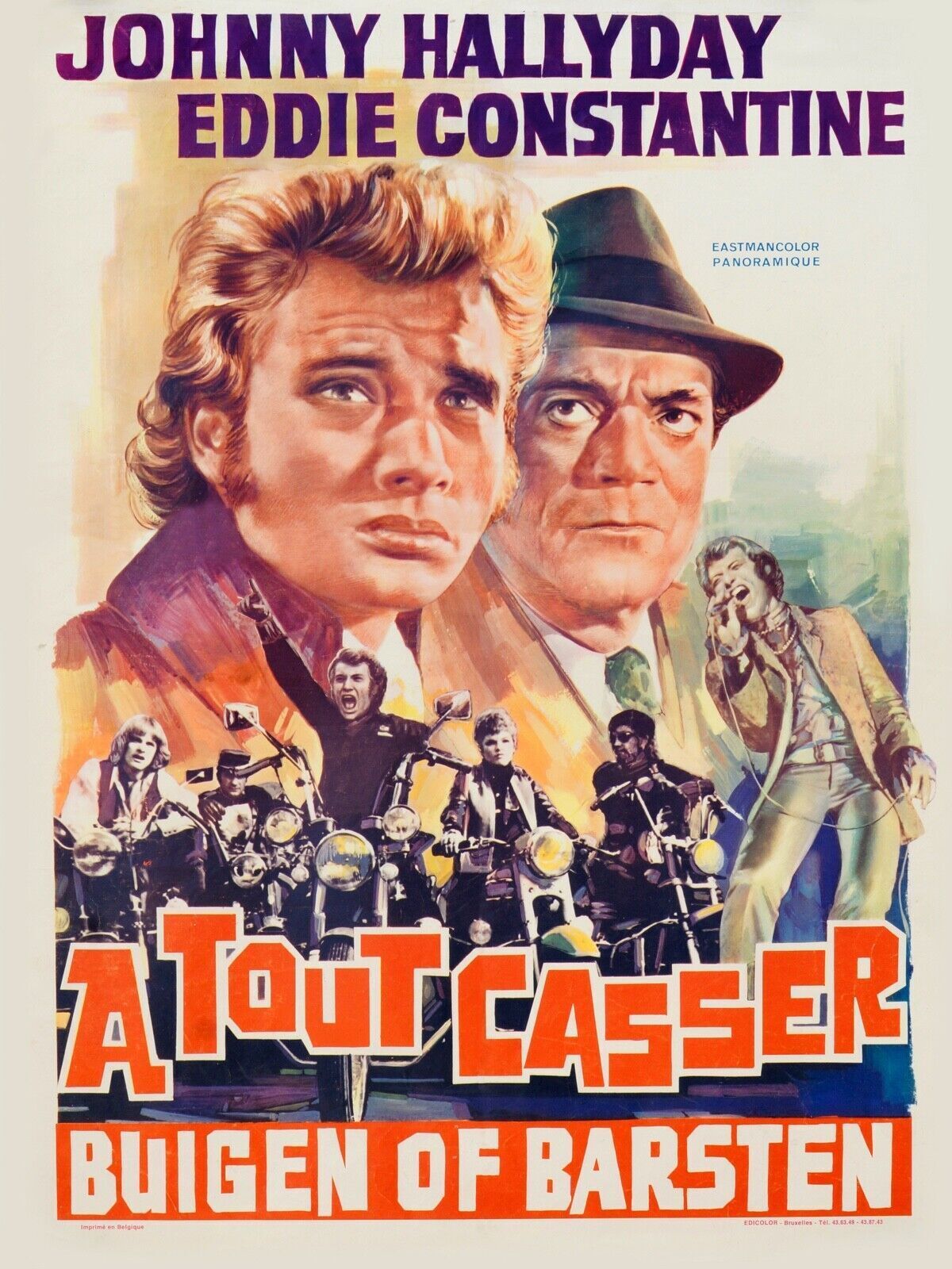 A TOUT CASSER, JOHNNY HALLYDAY, 1968, REPRO MOVIE POSTER, VINTAGE, HQ