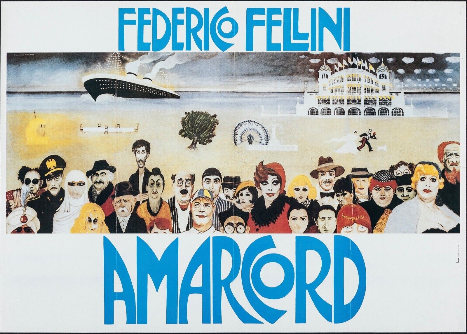 AMARCORD, FEDERICO FELLINI, 1973, REPRO MOVIE POSTER, VINTAGE, HQ