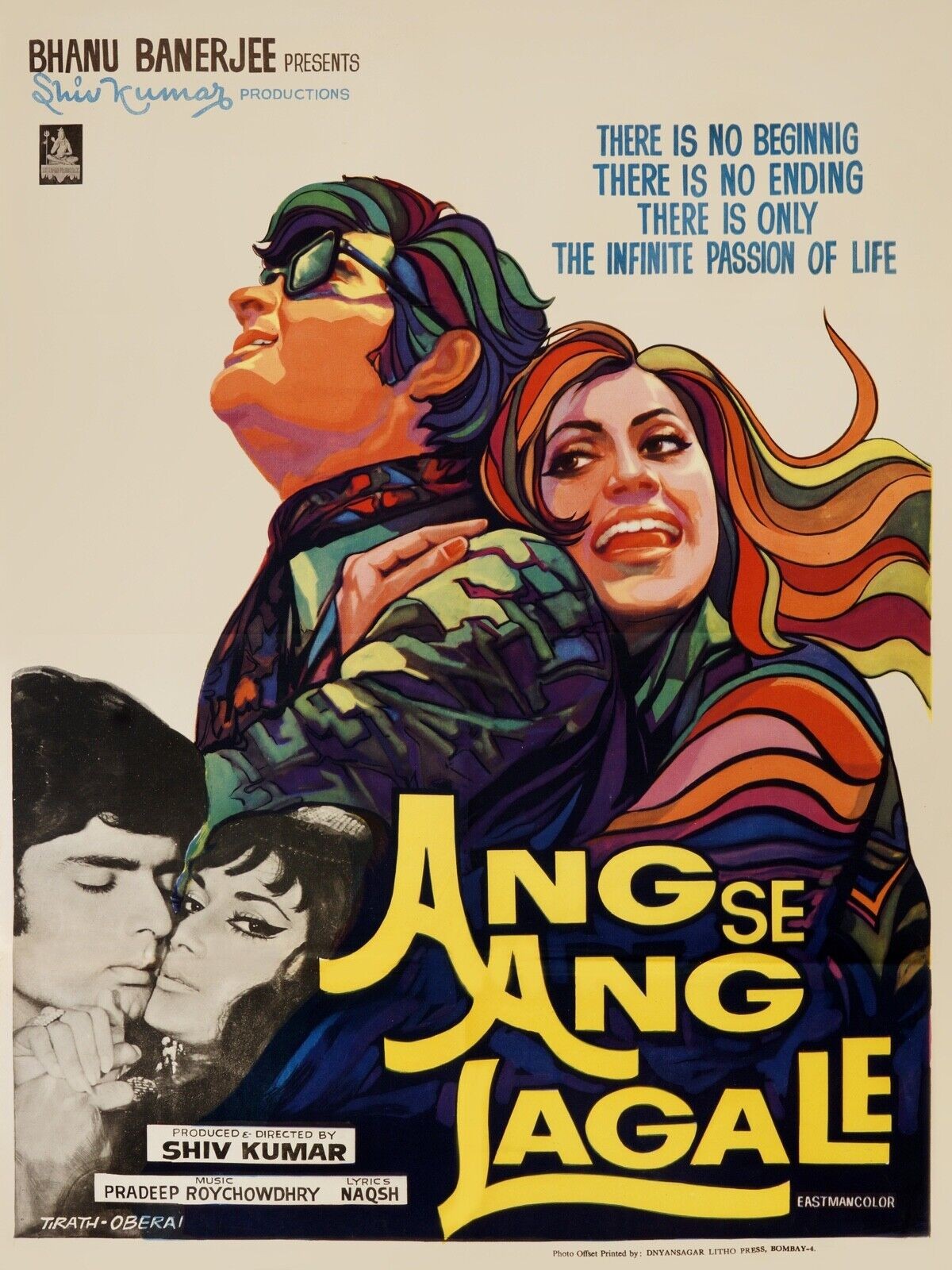 ANG SE ANG LAGALE, BHANU BANERJEE, 1966, REPRO MOVIE POSTER, VINTAGE, HQ