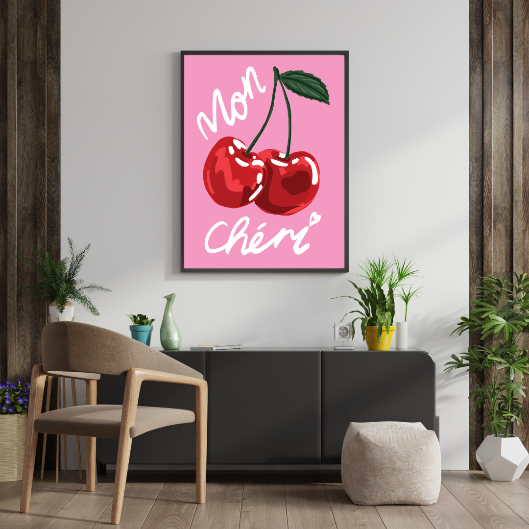 CERISES "MON CHÉRI"- REPRO  POSTER, VINTAGE, HQ.