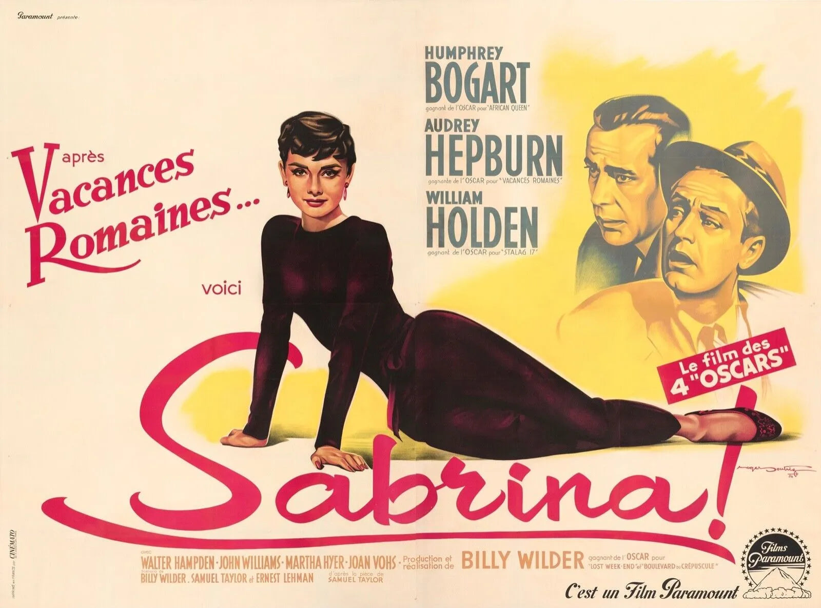 SABRINA, AUDREY HEPBURN, 1954, Repro movie post
