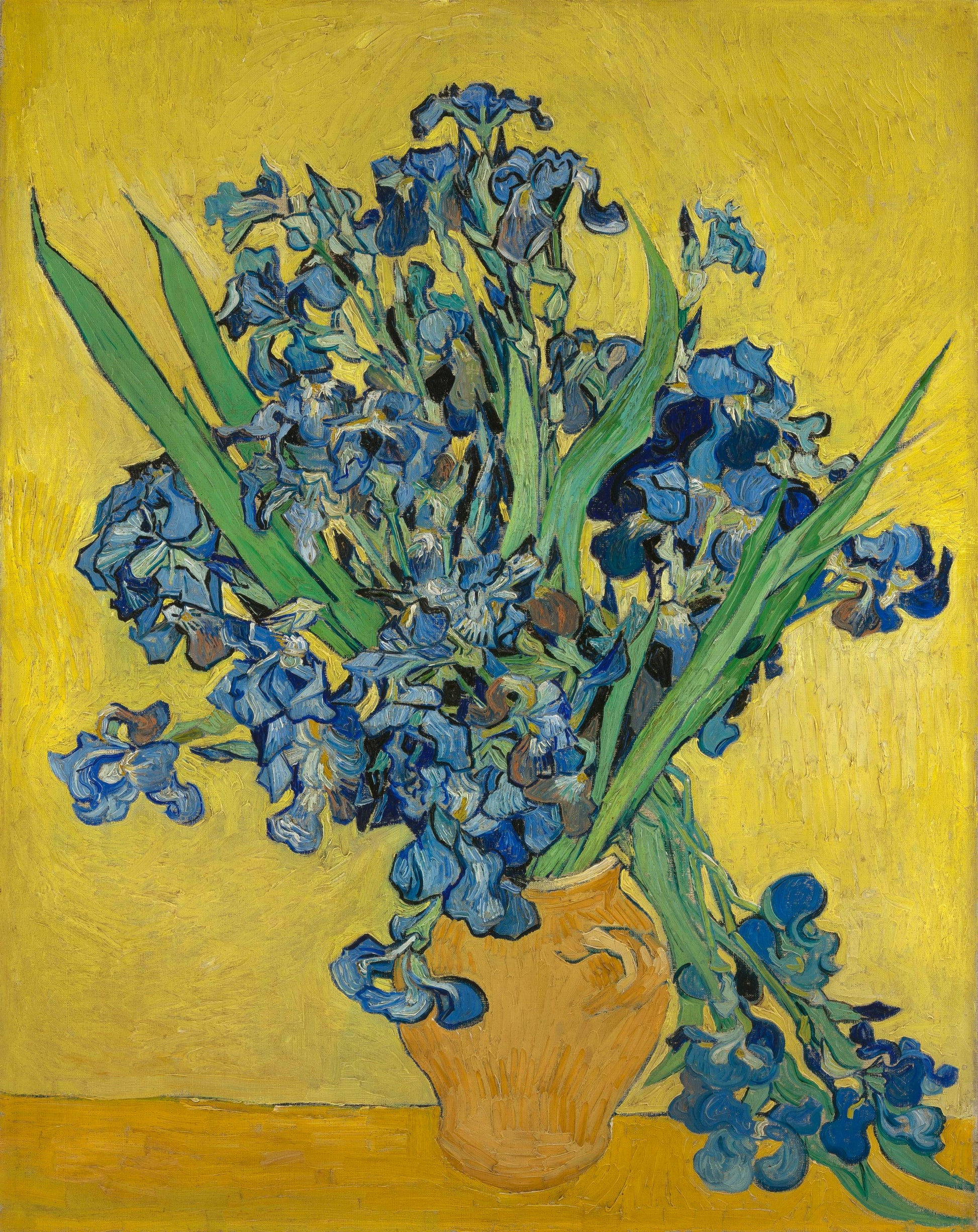 Póster de arte vintage de los lirios de Van Gogh de alta calidad