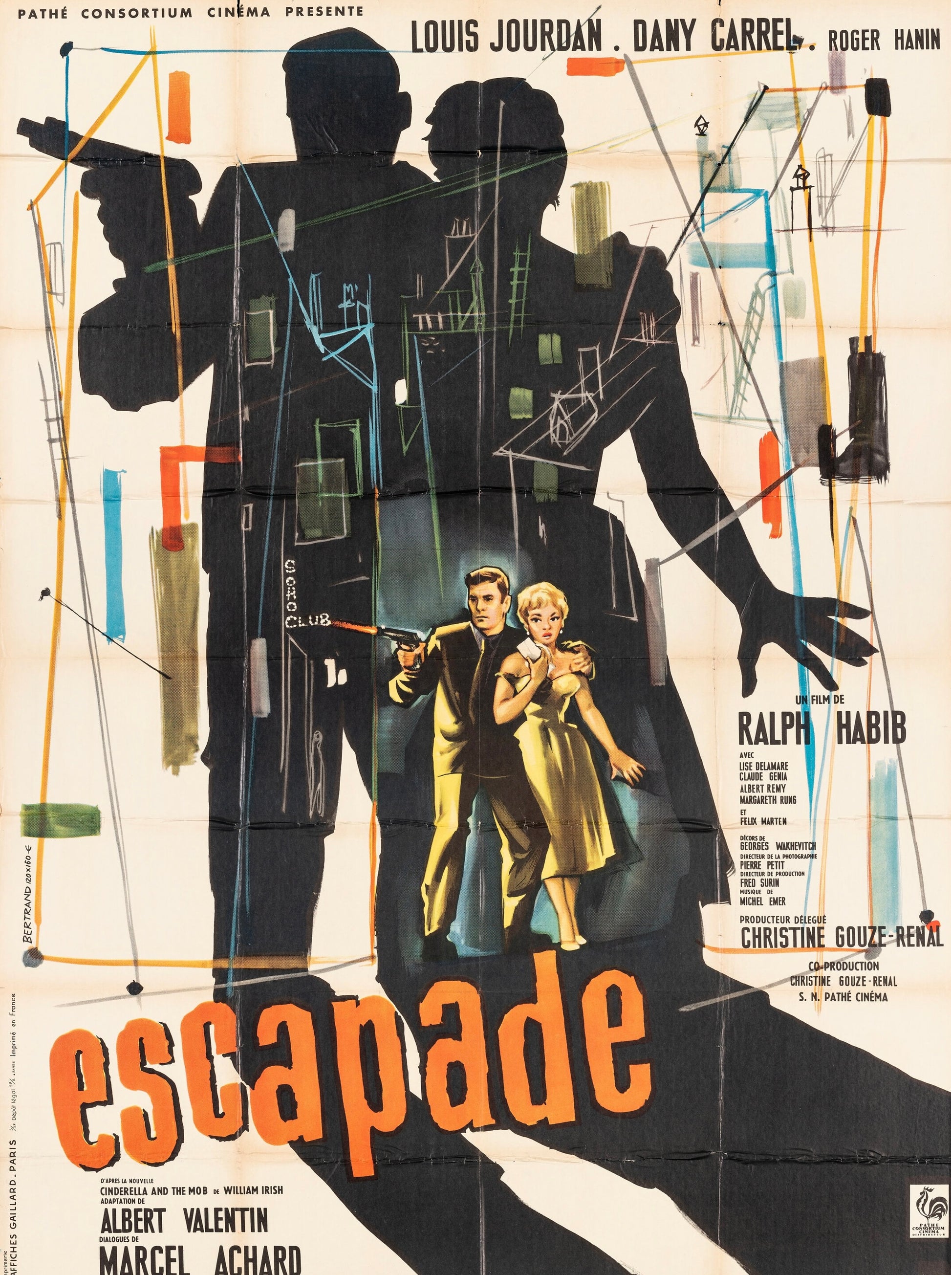 ESCAPADE – AFFICHE VINTAGE CINÉMA RÉTRO, 1957, LOUIS JOURDAN