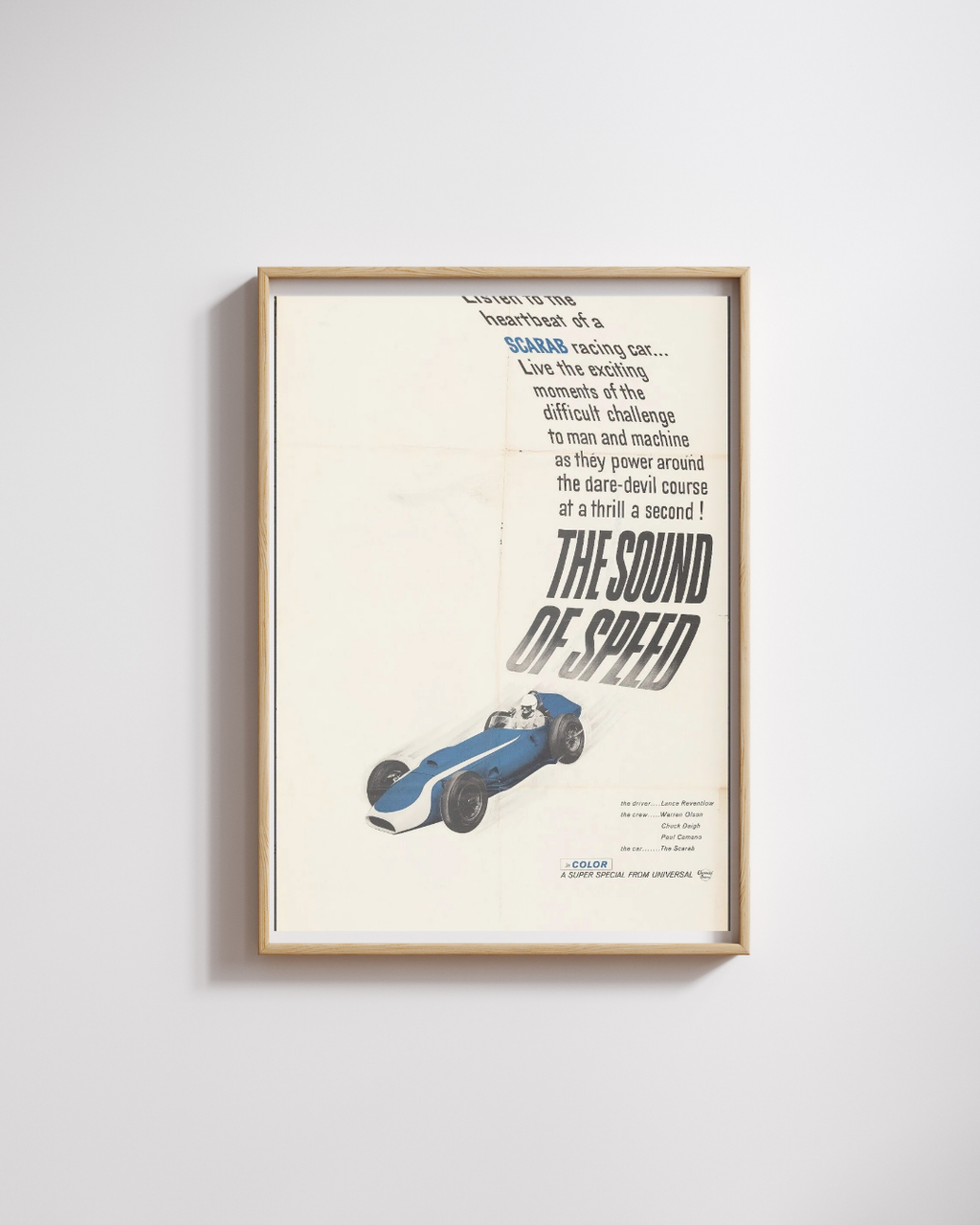 HE SOUND OF SPEED – PAUL CAMANO, REPRO MOVIE POSTER, VINTAGE, HQ
