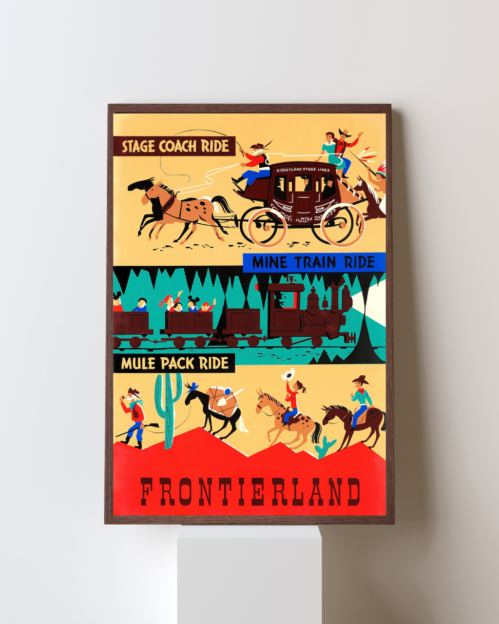 DISNEYLAND FRONTIERLAND – AFFICHE VINTAGE PARC ATTRACTIONS – WESTERN – POSTER DÉCORATIF – REPRODUCTION – POSTER HUB STUDIO – HQ