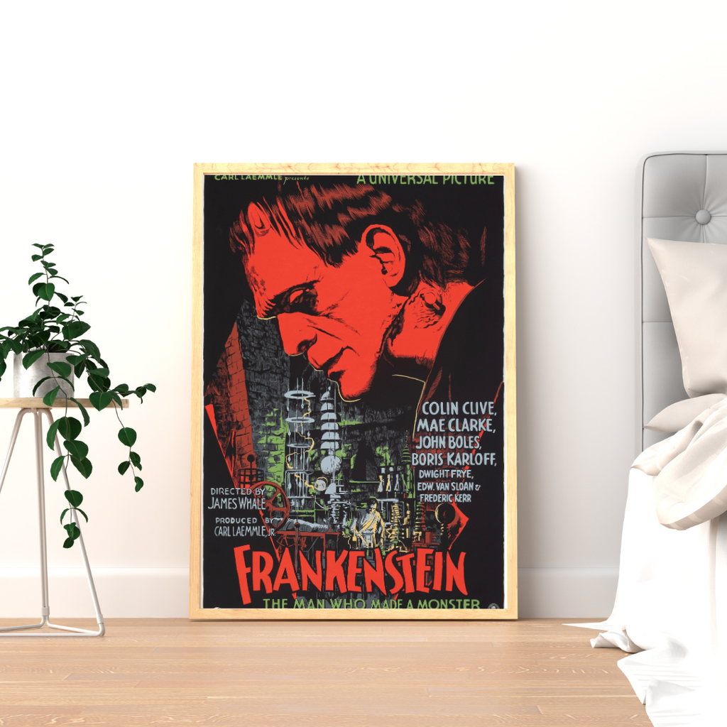 FRANKENSTEIN – FILM JAMES WHALE (1931) – BORIS KARLOFF – COLIN CLIVE – AFFICHE CINÉMA HORREUR CLASSIQUE – REPRODUCTION – POSTER HUB STUDIO – HQ