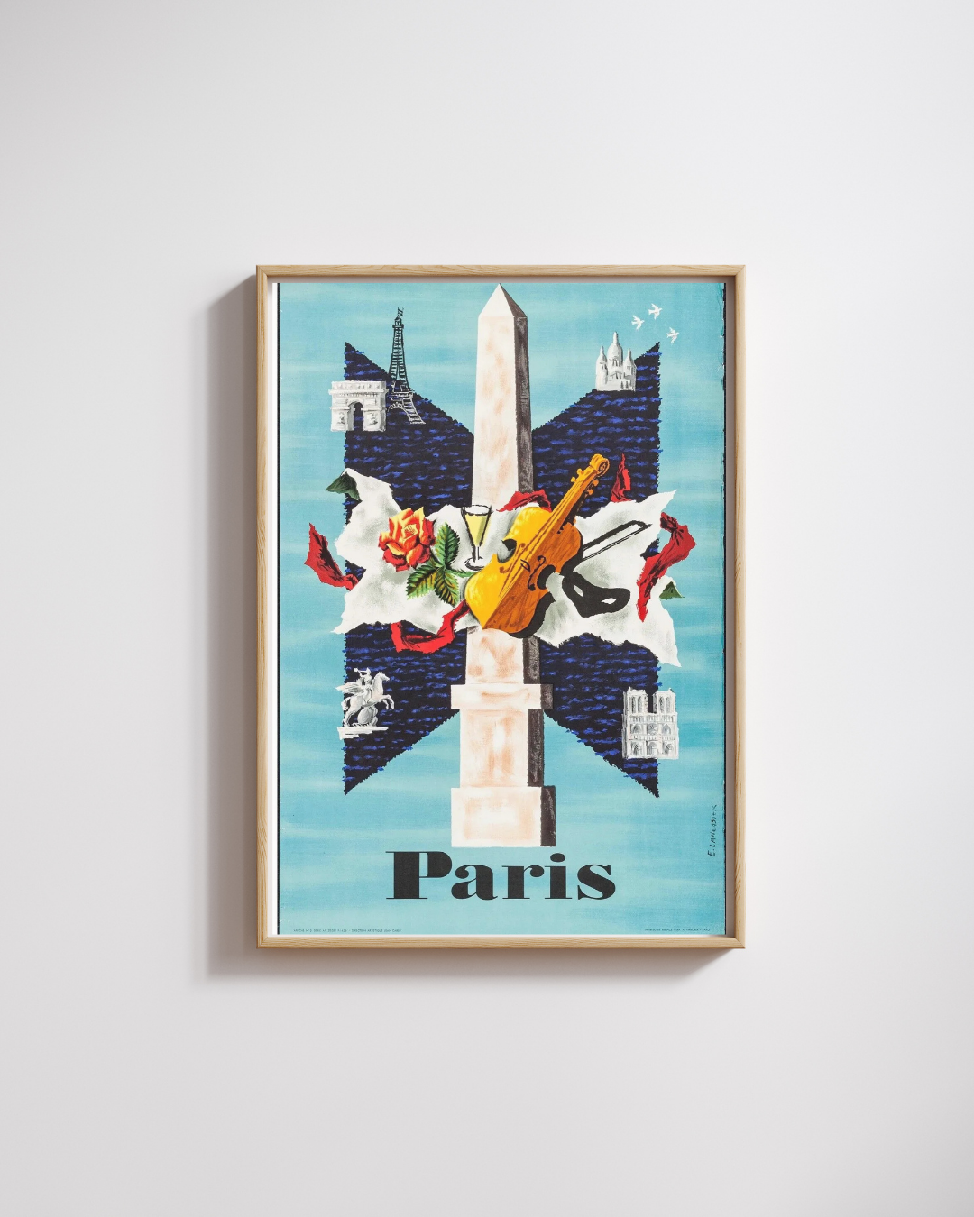 PARÍS, LOS MONUMENTOS - REPRODUCCIÓN DE CARTEL DE VIAJES DE TURISMO VINTAGE, HQ