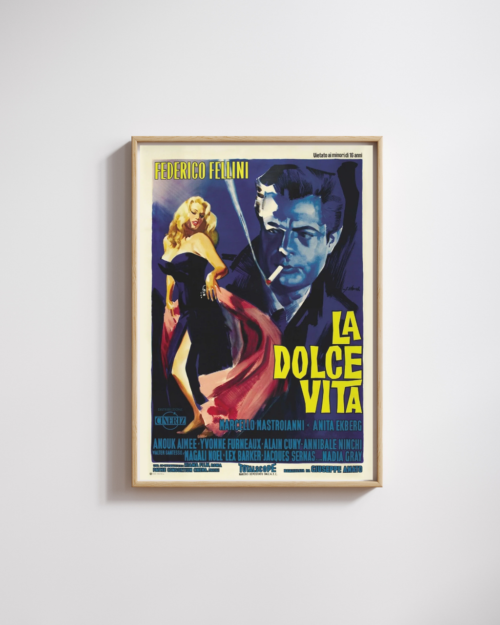LA DULZURA DE LA VIDA, LA DOLCE VITA, FEDERICO FELLINI, 1960, Póster de película réplica, VINTAGE, HQ