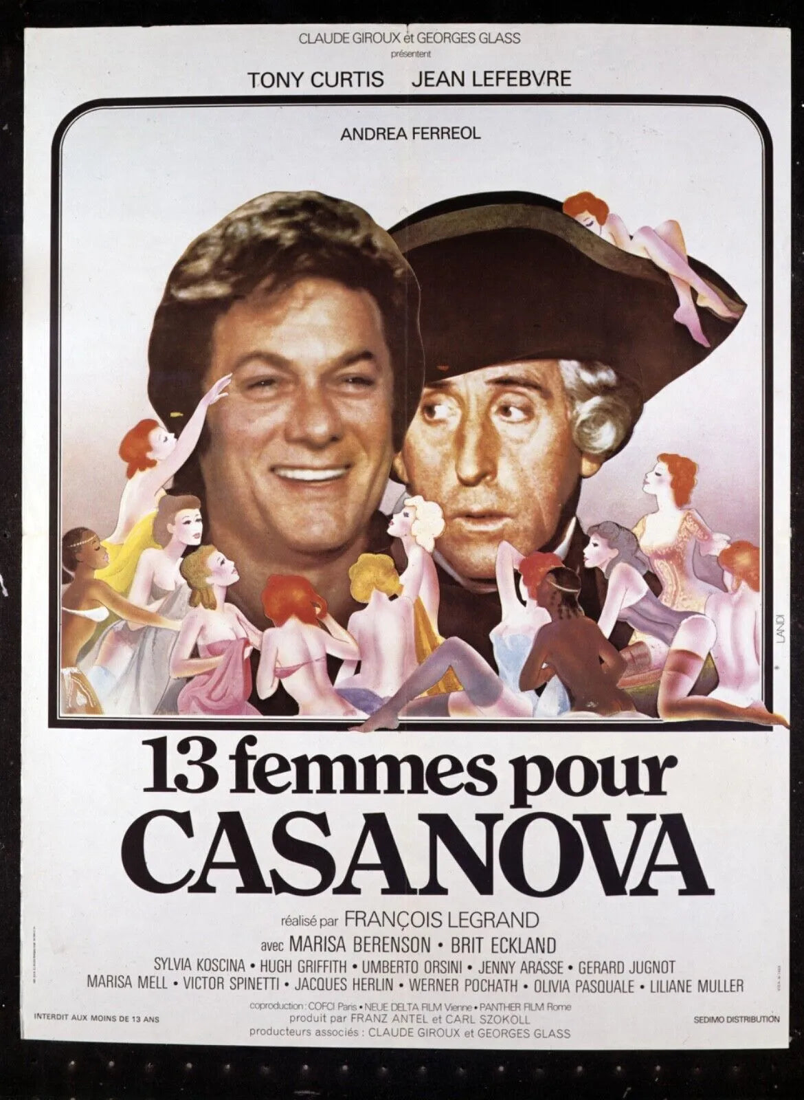 13 FEMMES POUR CASANOVA, TONY CURTIS, 1962, REPRO MOVIE POSTER, VINTAGE, HQ