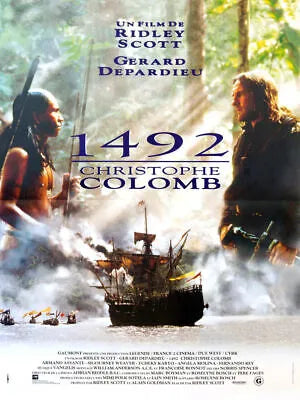 1492 : CHRISTOPHE COLOMB, GÉRARD DEPARDIEU, 1992, REPRO MOVIE POSTER, VINTAGE, HQ