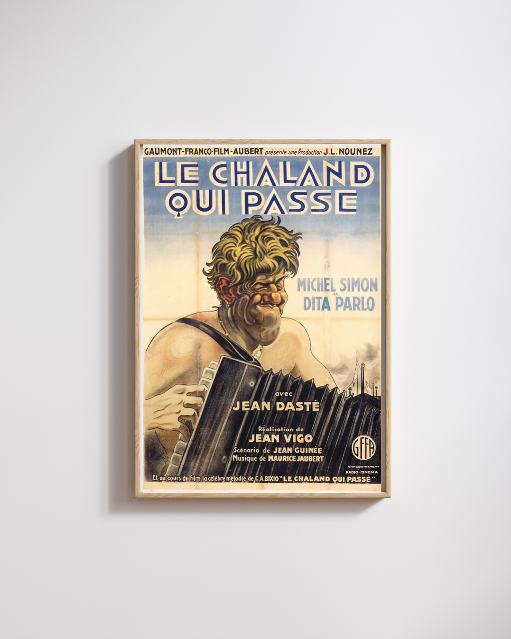 L'ATALANTE, MICHEL SIMON, 1934, REPRODUCCIÓN DE CARTEL DE PELÍCULA, VINTAGE, HQ