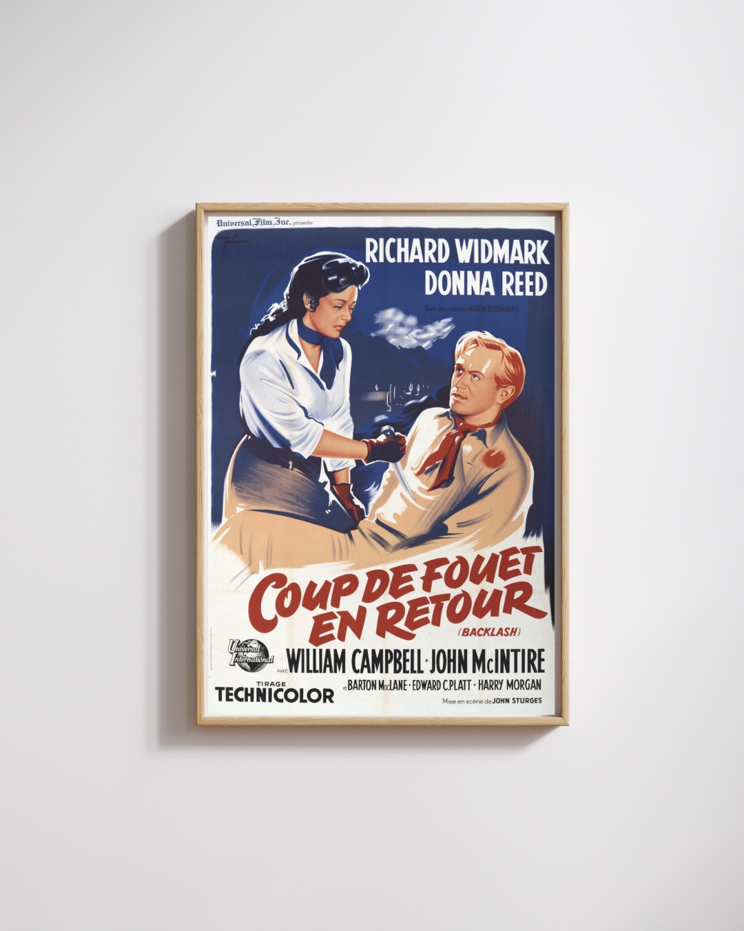 Azotando hacia atrás, Richard Widmark Reproducción Póster de cine vintage HQ