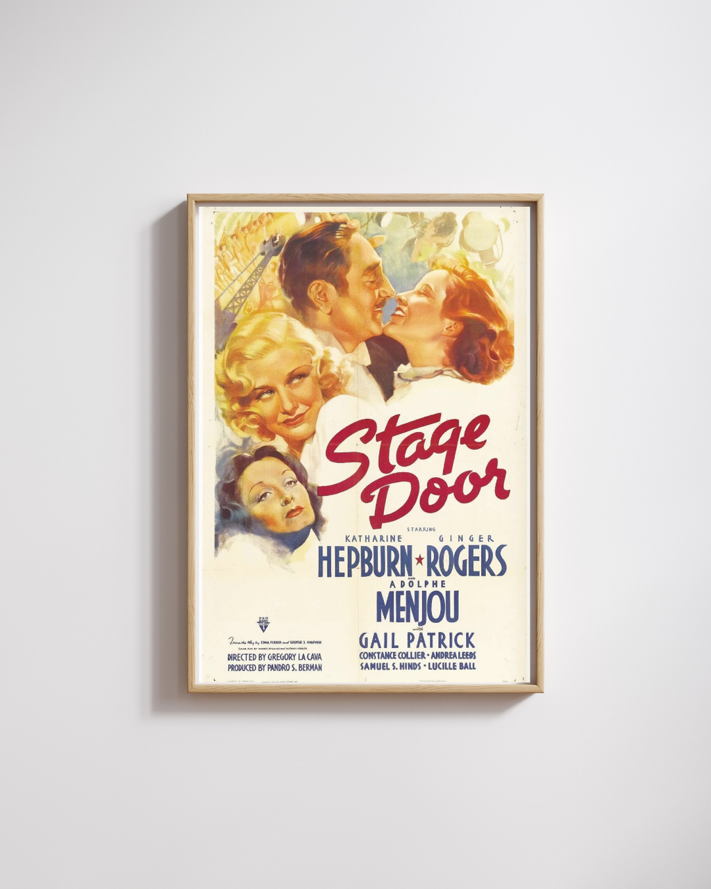 PENSION D'ARTISTES, STAGE DOOR, KATHARINE HEPBURN, 1937, REPRO AFFICHE CINÉMA VINTAGE HQ