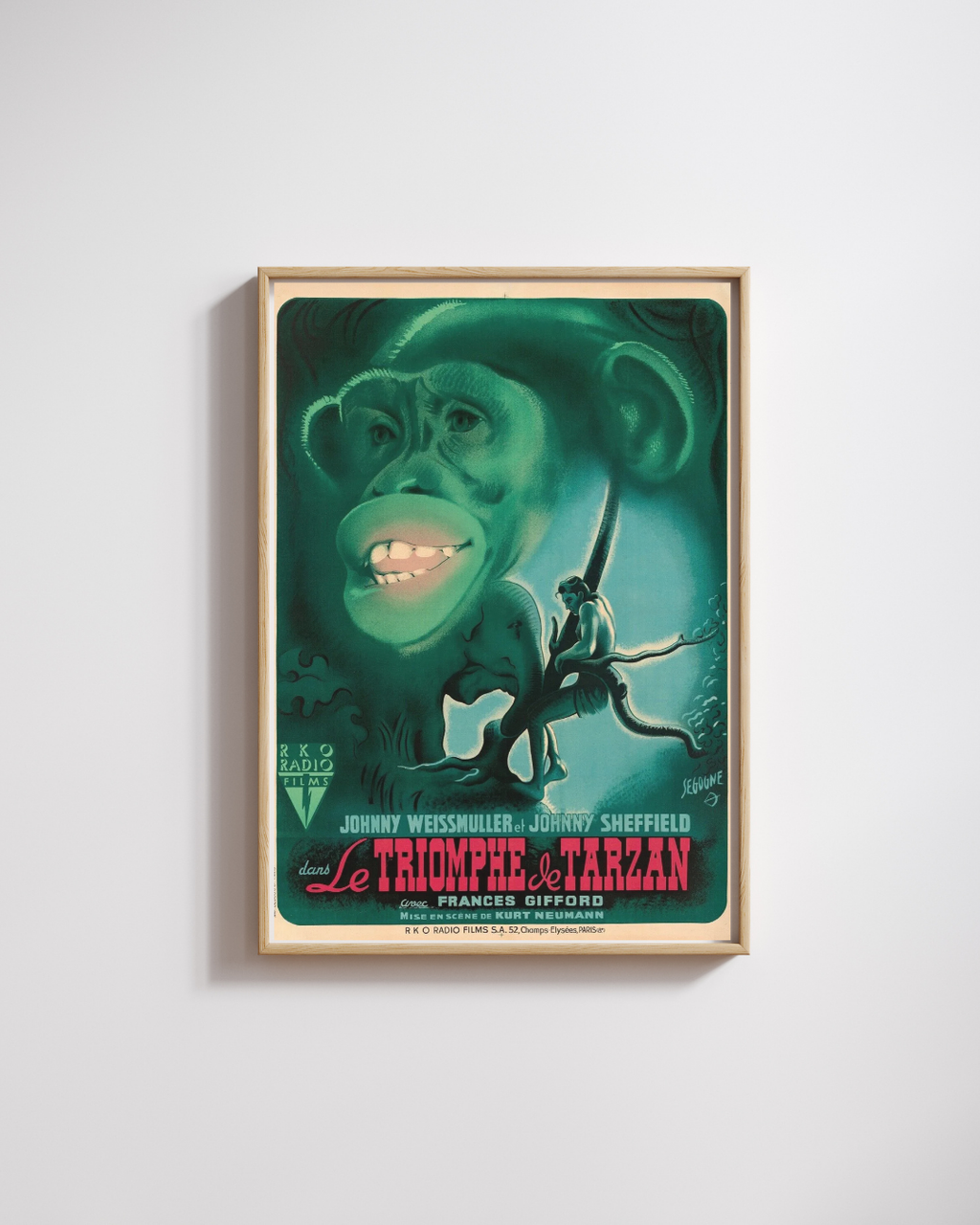 TARZAN TRIUMPHS – JOHNNY WEISSMULLER, 1943 – REPRO VINTAGE MOVIE POSTER