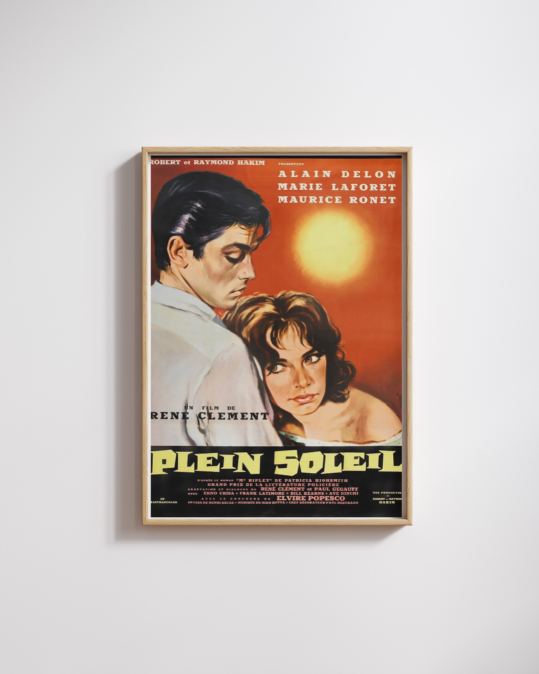 PLEIN SOLEIL, ALAIN DELON, 1960, Reproducción de póster de cine antiguo, sede
