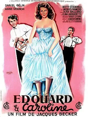 EDWARD AND CAROLINE, ANNE VERNON, 1951, REPRO MOVIE POSTER, VINTAGE, HQ