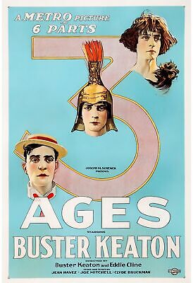 LES 3 ÂGES, BUSTER KEATON, 1923, Repro affiche cinéma VINTAGE, HQ