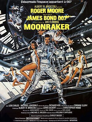 MOONRAKER, ROGER MOORE, JAMES BOND 007, 1979, REPRO CINEMA POSTER, HQ